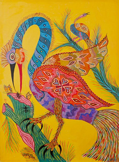 Oiseau fantastique et insectes, Garcia, 2024
