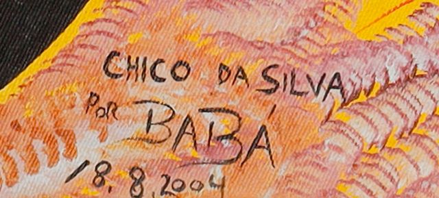 Detalle de la firma pintada: «CHICO DA SILVA / POR BABÁ»