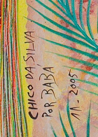 Detalle de la firma pintada: «CHICO DA SILVA / POR BABA»