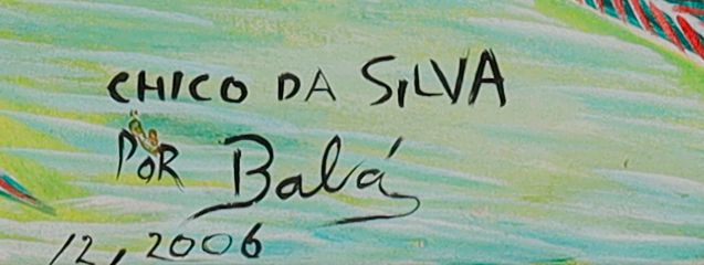 Detalhe da assinatura pintada: «CHICO DA SILVA / POR Babá»