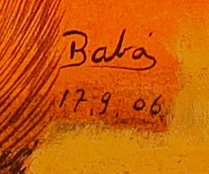 Detalhe da assinatura pintada: «Babá»