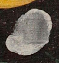 Detalhe da impressão do polegar do pintor