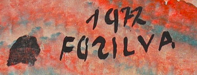 Detail of the painted signature: «FOZILVA»