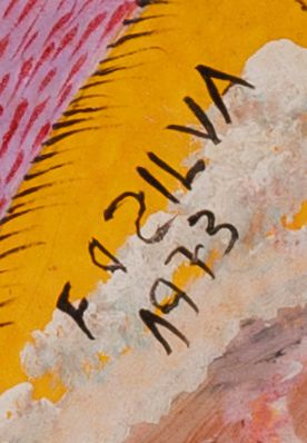 Detail of the painted signature: «FOZILVA»