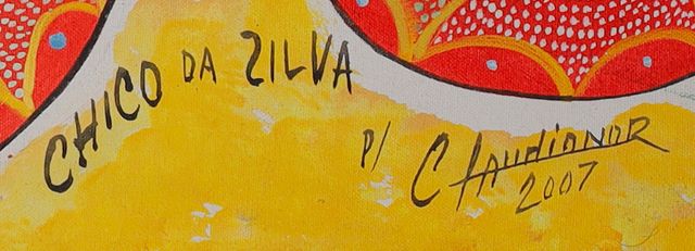 Detalhe da assinatura pintada: «CHICO DA ZILVA / P/ CLAUDIONOR»