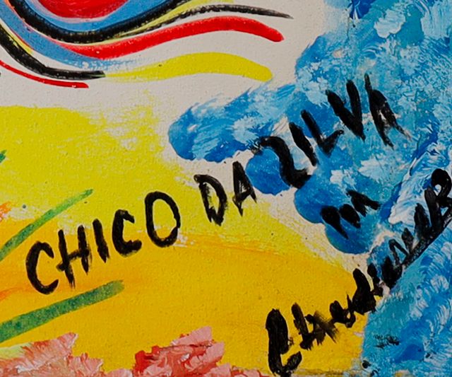Detalle de la firma pintada: «CHICO DA ZILVA / POR / CLAUDIONOR»