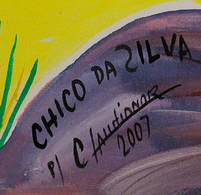 Detalhe da assinatura pintada: «CHICO DA ZILVA / P/ CLAUDIONOR»