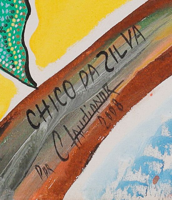 Detalle de la firma pintada: «CHICO DA ZILVA / POR CLAUDIONOR»